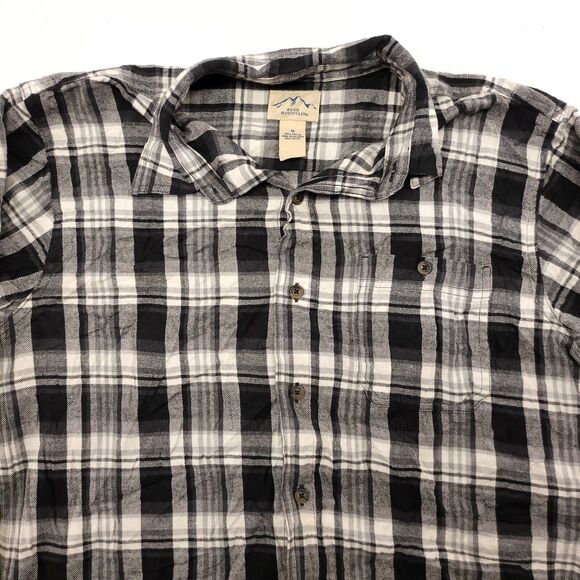 Blue Mountain Tartan Flannel Button Up Shirt Mens Size Medium M Black White - Picture 1 of 10
